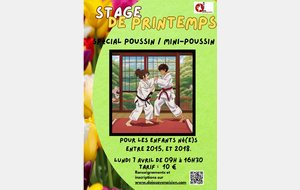 Stage judo de printemps 2025 pour les poussins et mini-poussins né(e)s en 2015, 2016, 2017 et 2018.