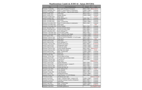 Différentes manifestations 2016
